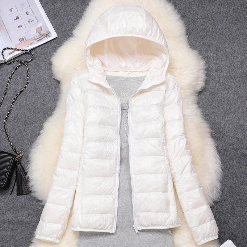 Women Puffer Jacket 15 Colors Plus Size 5XL 6XL 7XL 2025 New Spring Autumn Female Ultra Lightweight Packable Hooded Down Coats