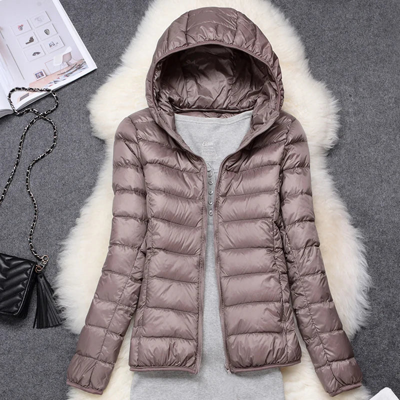 Women Puffer Jacket 15 Colors Plus Size 5XL 6XL 7XL 2025 New Spring Autumn Female Ultra Lightweight Packable Hooded Down Coats